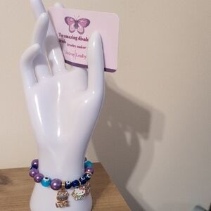 Purple and Blue Beaded Bracelet with Charms